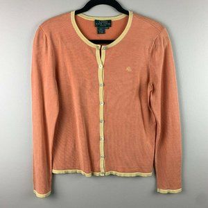 Lauren Ralph Lauren Vintage Silk Blend Cardigan Monogram Petite Medium